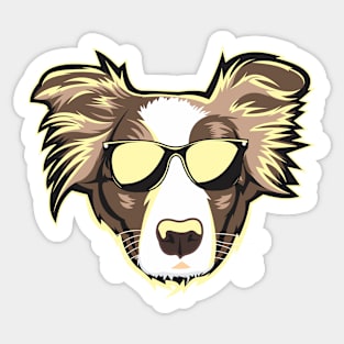 Border Collie Face Neon Brown Sticker